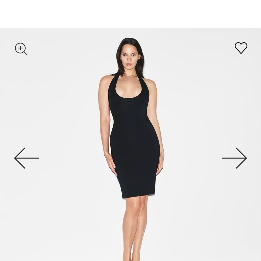 SKIMS Black Halter Bodycon Cocktail Dress NWT